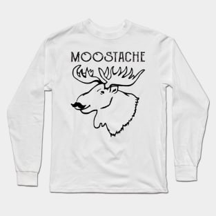 Moose-stache Funny Moose Mustache Artwork Gifts Long Sleeve T-Shirt